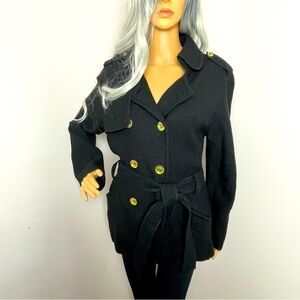 Sandro Military Style Wool Jacket – Black, Size Large